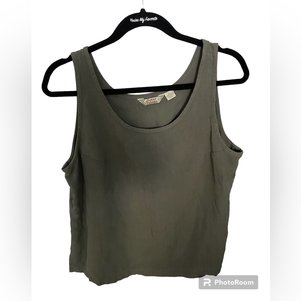 Tommy Bahama 100%silk tank top. Size L. Small area where seam has come loose.